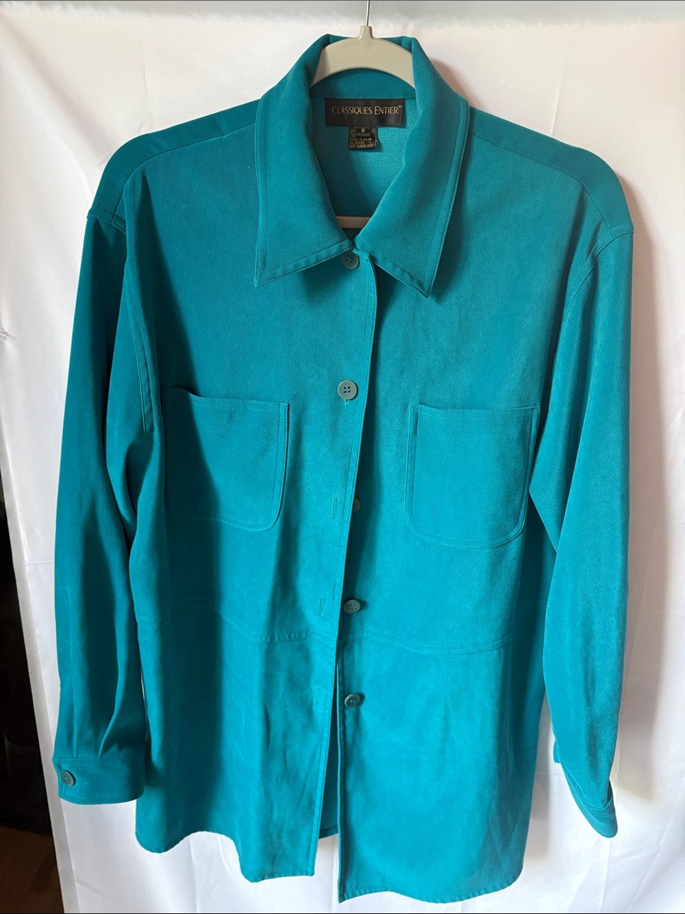 Classiques Entier Teal Button-Front Long Sleeve Shirt Jacket